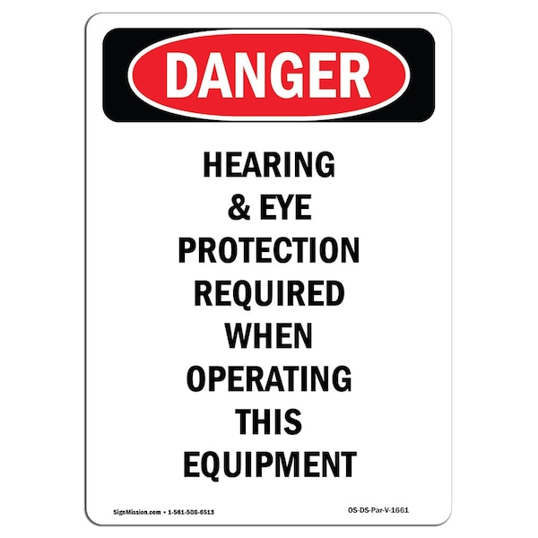 OSHA, Portrait PPE Required When Operating Equipment, 5in X 3.5in Decal, 10PK, V-1661-10PK